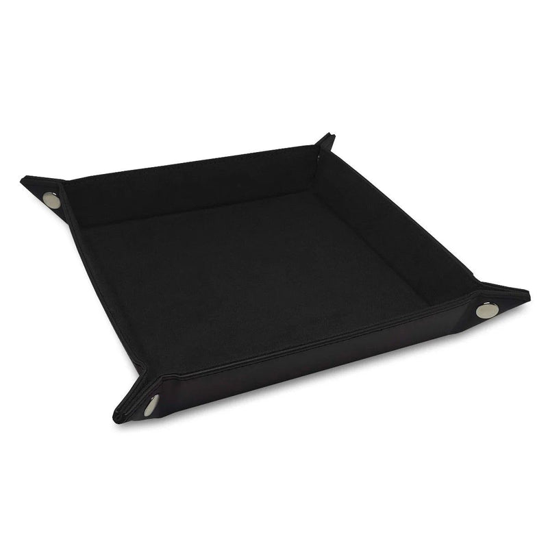 Black square faux leather dice rolling tray, from The Eldritch Archive dice tray collection