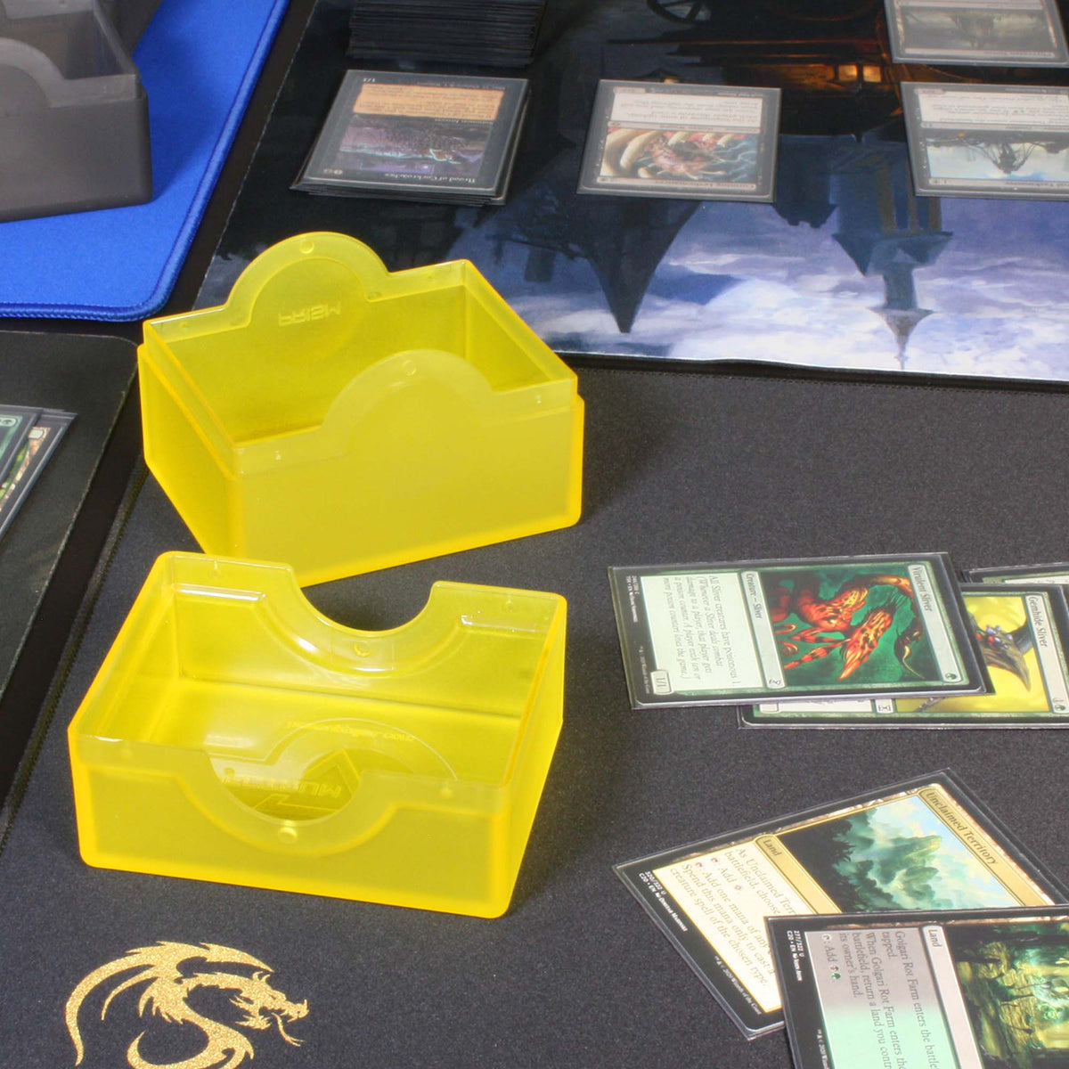 Spectrum Prism Deck Case - Xanthic Yellow – open on a table