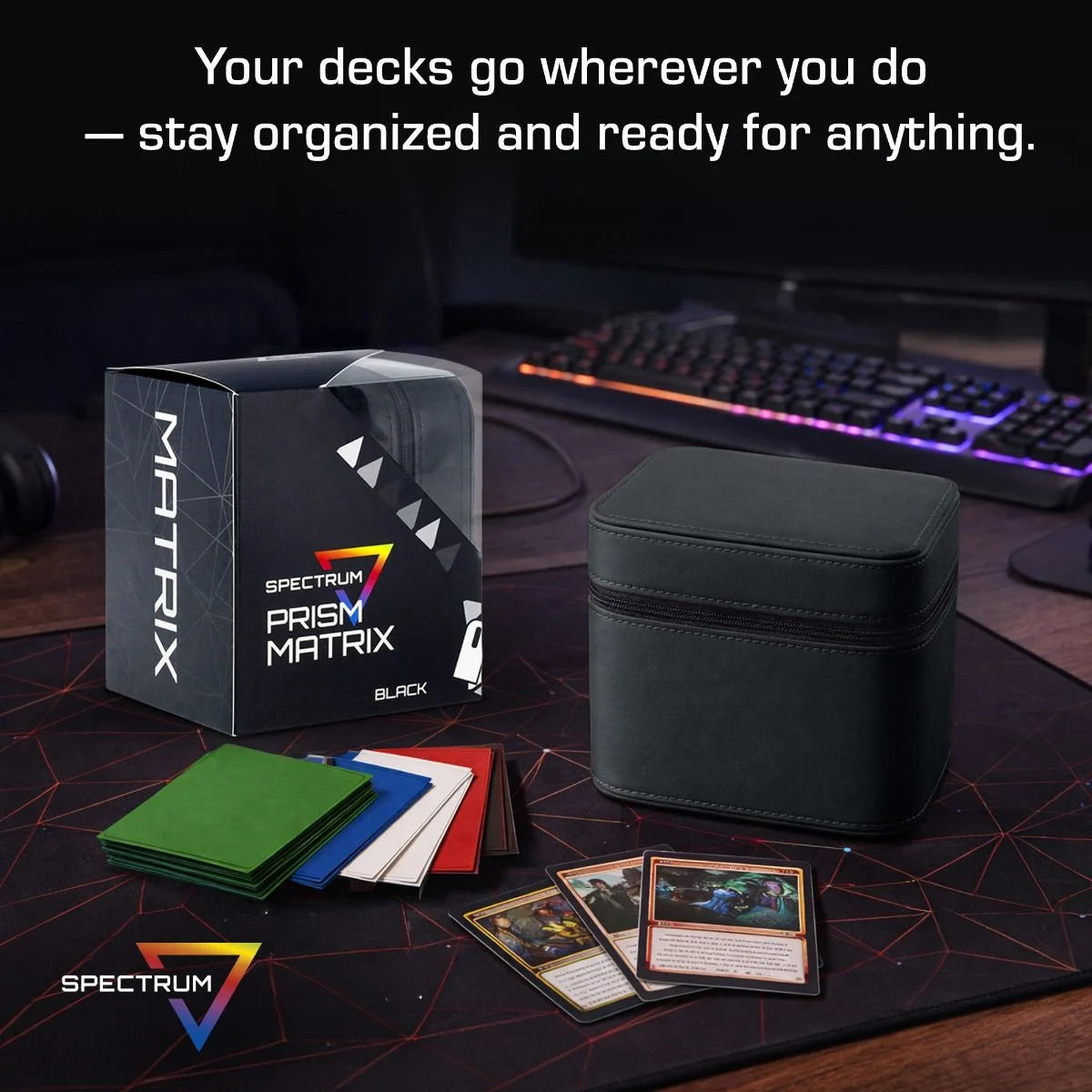 Spectrum Prism Matrix Premium Deck Travel Case - Black – feature details