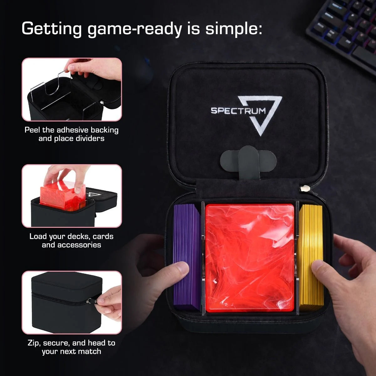 Spectrum Prism Matrix Premium Deck Travel Case - Black – feature details