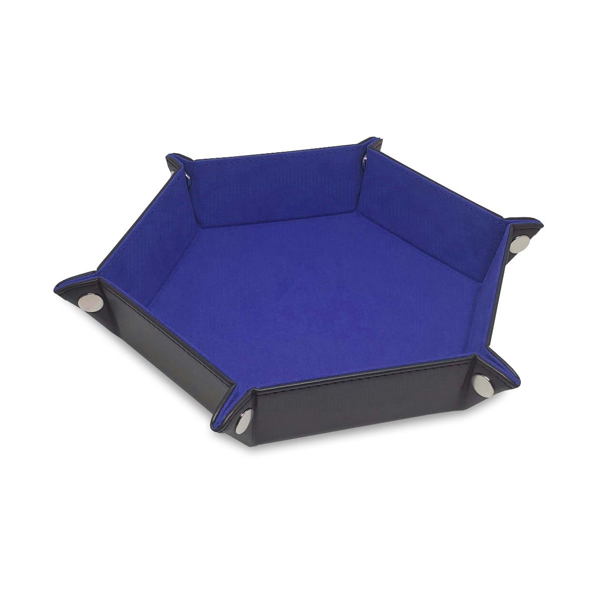 Hexagon Faux Leather Dice Rolling Tray - Blue