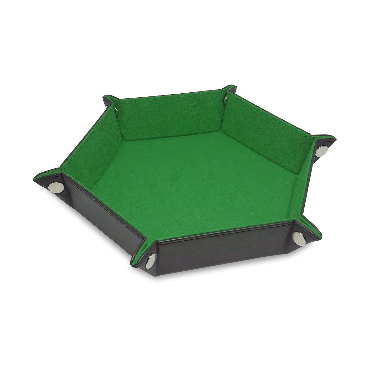 Hexagon Faux Leather Dice Rolling Tray - Grass Green – view 1