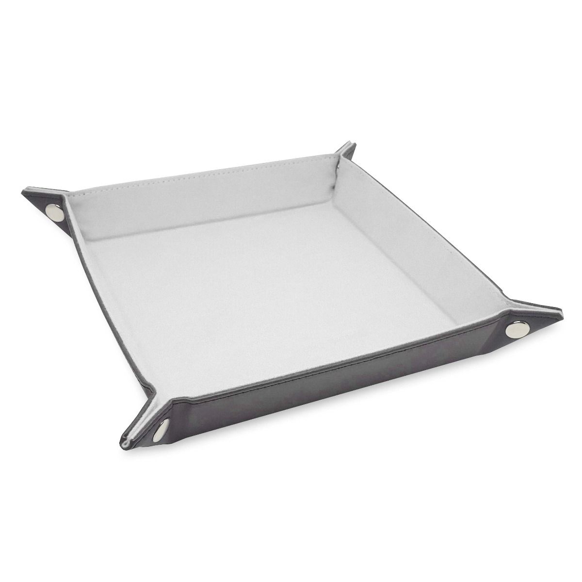 Square Faux Leather Dice Rolling Tray - White