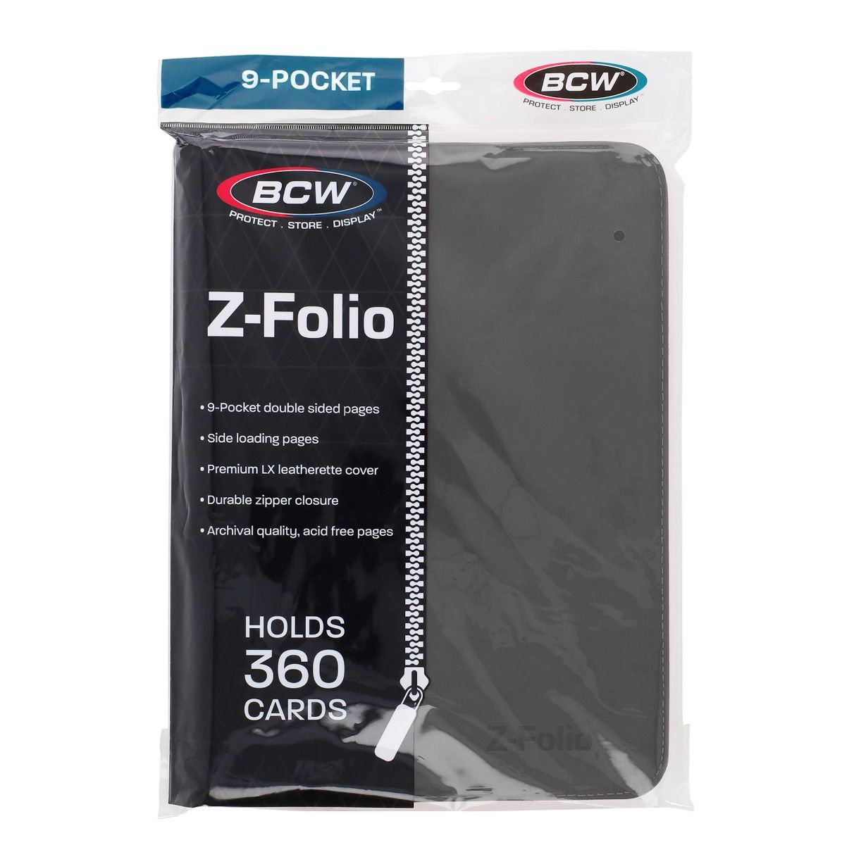 Z-Folio 9-Pocket Zippered Card Album - Gray – in retail packaging