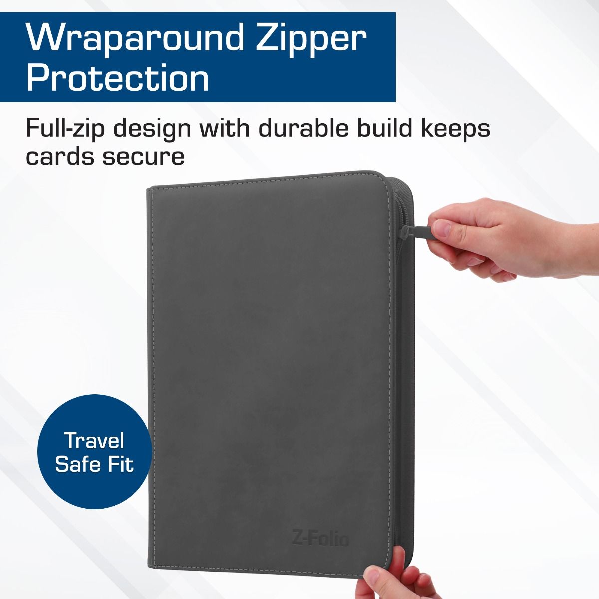 Z-Folio 9-Pocket Zippered Card Album - Gray – feature details
