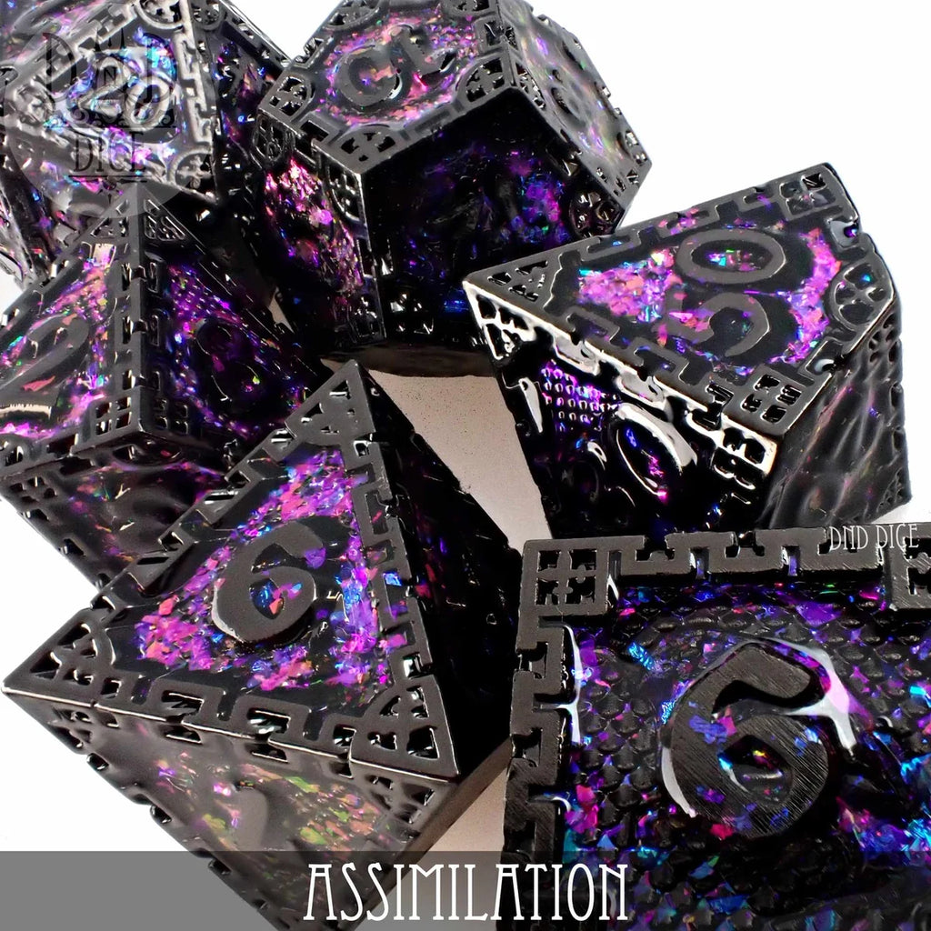Assimilation sci-fi geometric metal RPG dice set (7-piece) – view 2