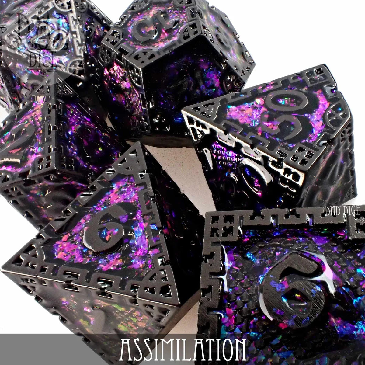 Assimilation sci-fi geometric metal RPG dice set (7-piece) – view 2