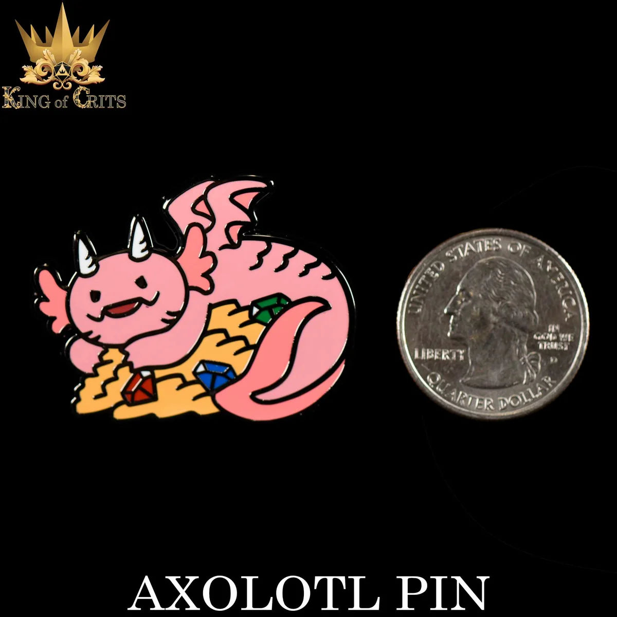 Axolotl tabletop RPG familiar enamel pin – view 2