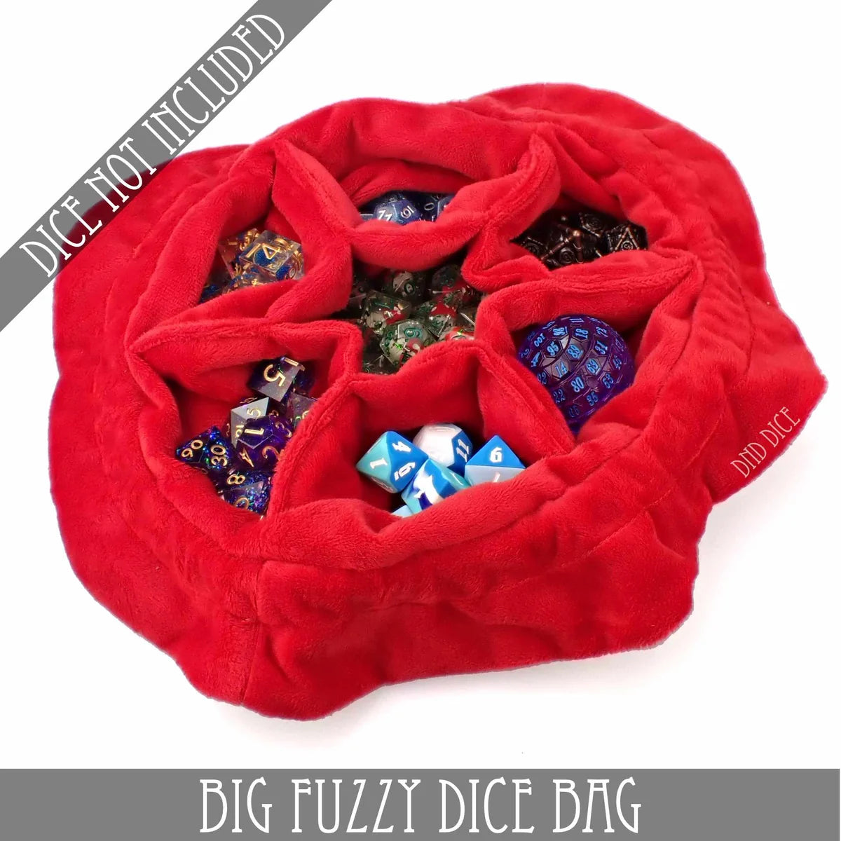 Tan big fuzzy multi-pocket dice bag, second view