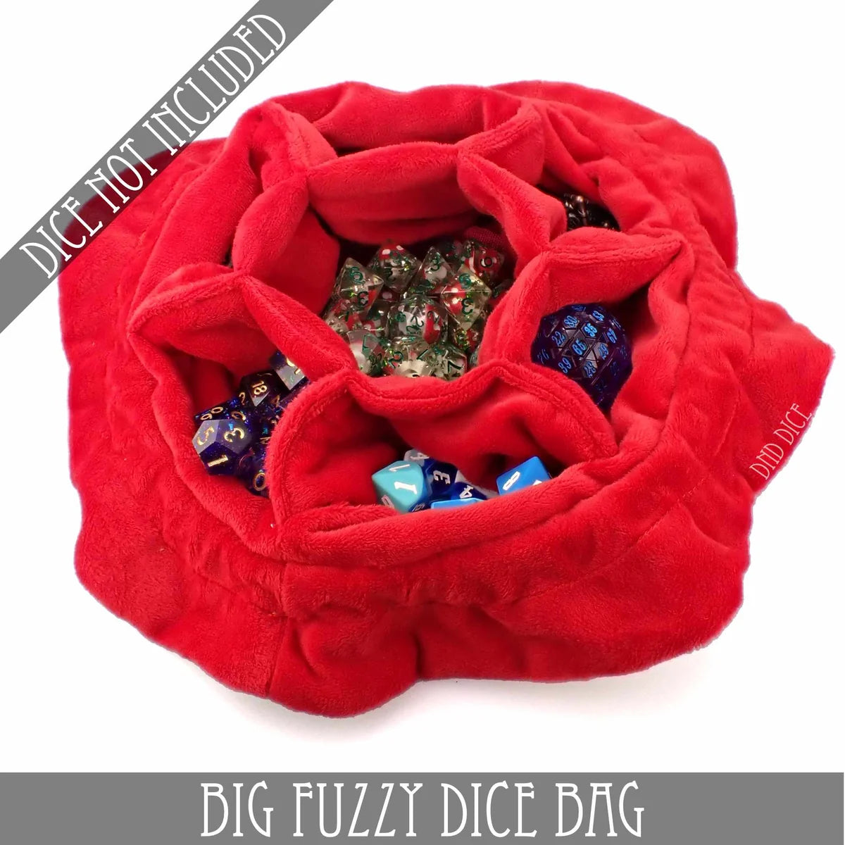 Tan big fuzzy multi-pocket dice bag, third view