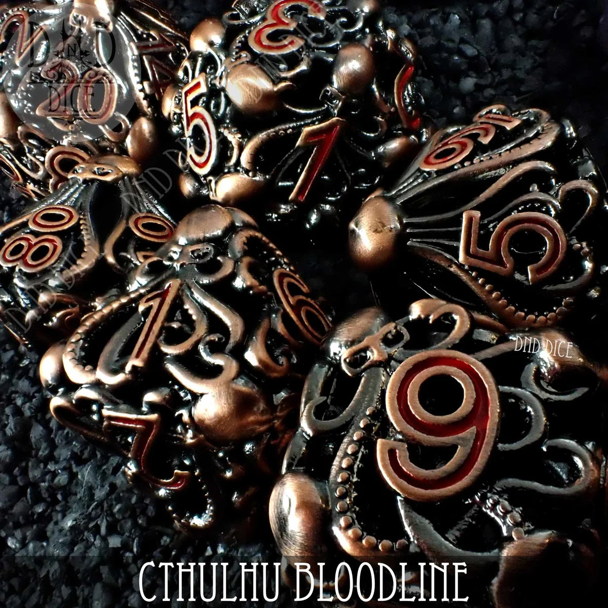 Cthulhu Bloodline metal RPG dice set (7-piece) – view 2