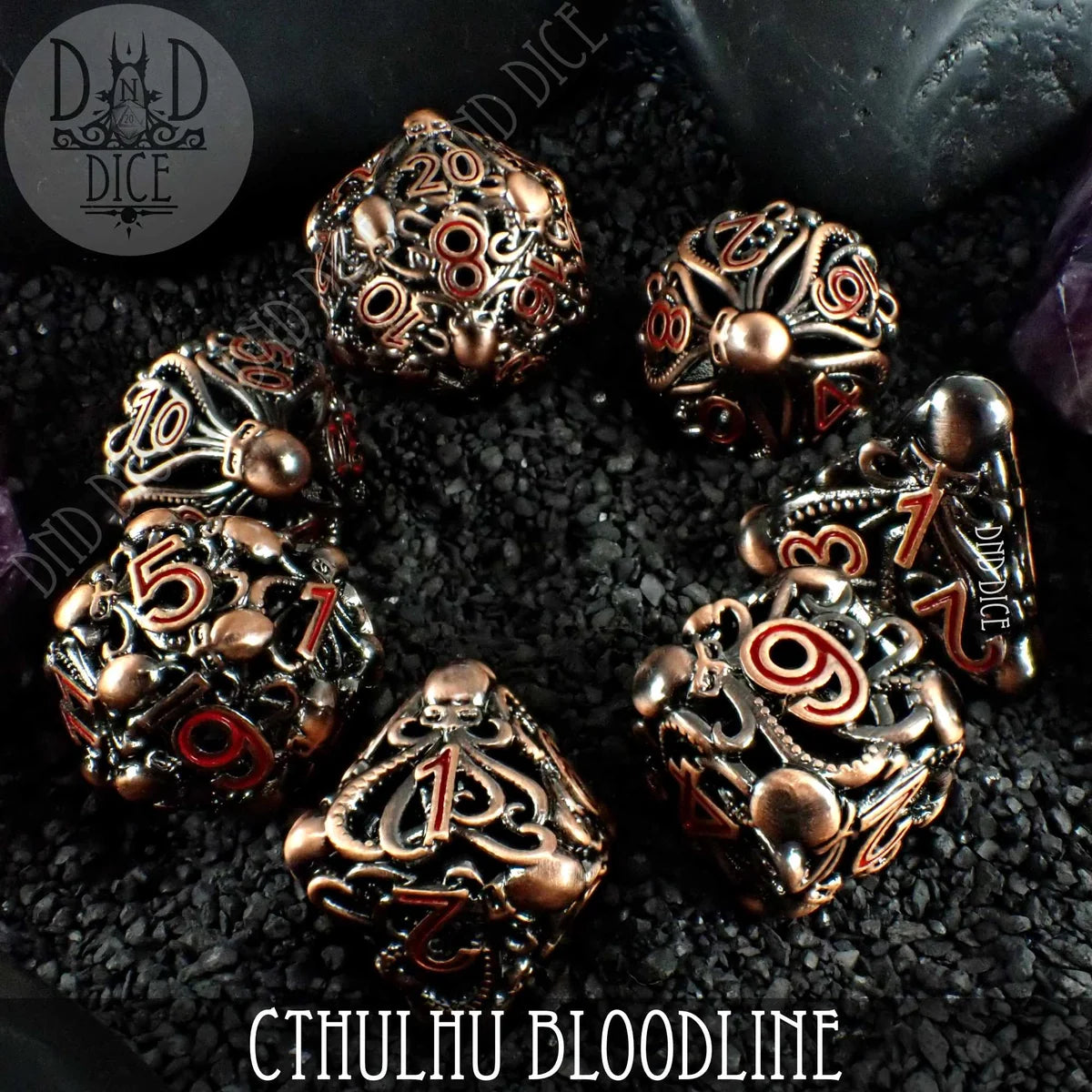 Cthulhu Bloodline metal RPG dice set (7-piece) – view 3