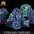 Adventurer's Starter Kit: Cthulhu Dreams teal and purple resin dice set