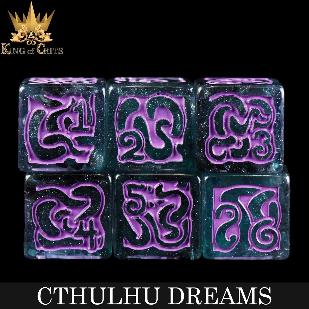 Cthulhu Dreams eldritch swirl 11-piece resin RPG dice set – view 6