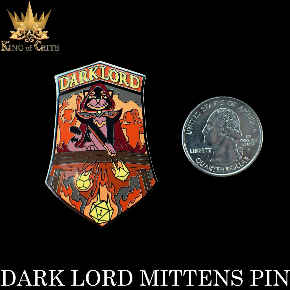 Dark Lord Mittens evil cat hard enamel pin – view 2
