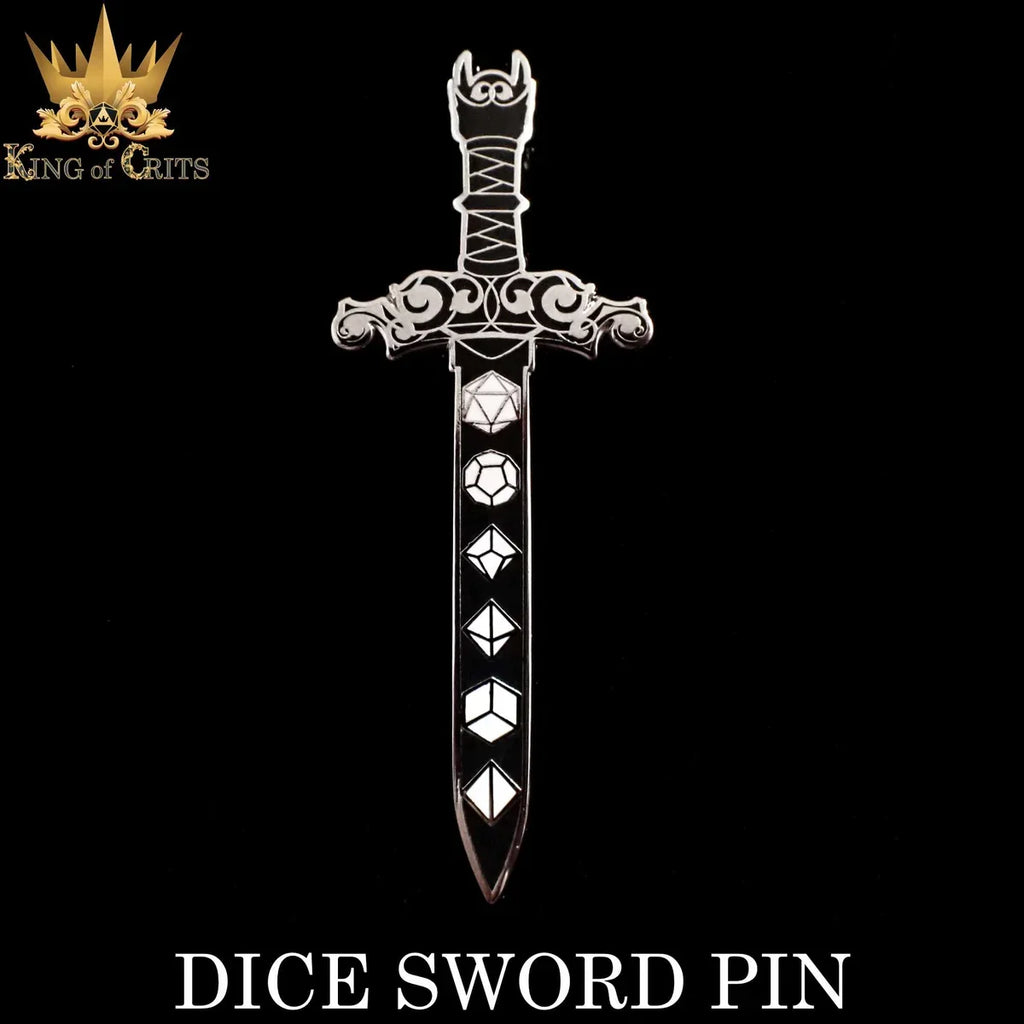 Adventurer's Starter Kit: Dice Sword polyhedral enamel pin