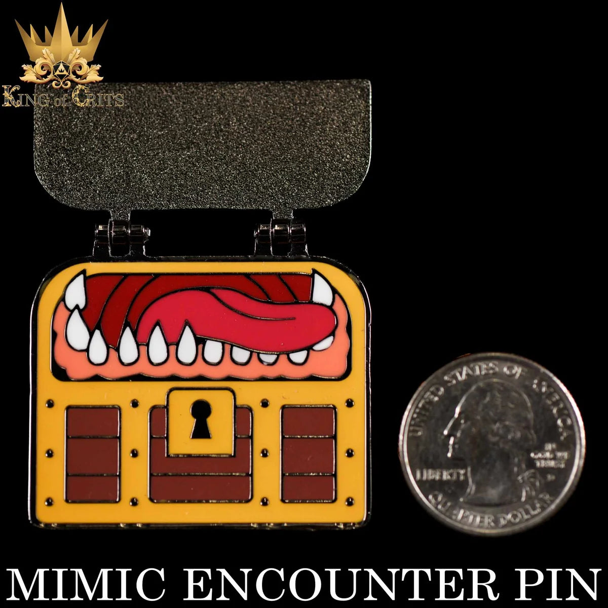 Mimic Encounter hinged treasure chest enamel pin – view 3