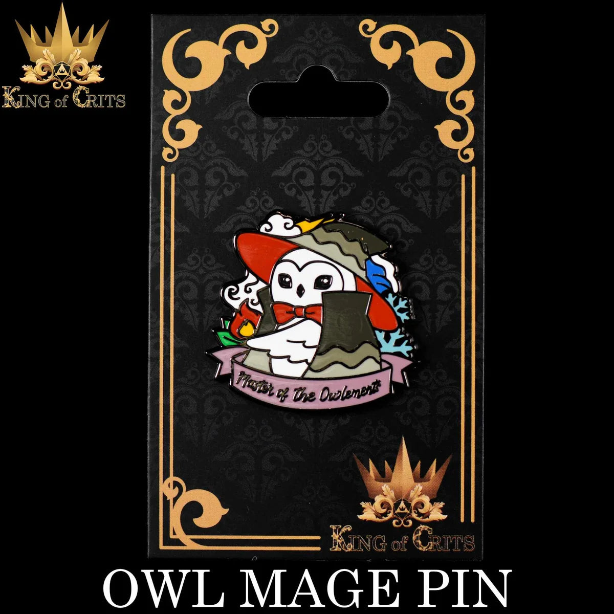 Owl Mage familiar tabletop RPG enamel pin – view 3