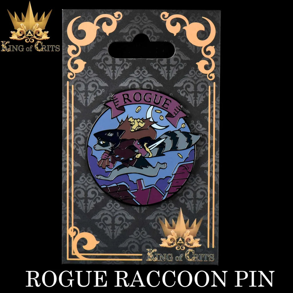 Rogue Raccoon fantasy thief hard enamel pin – view 3