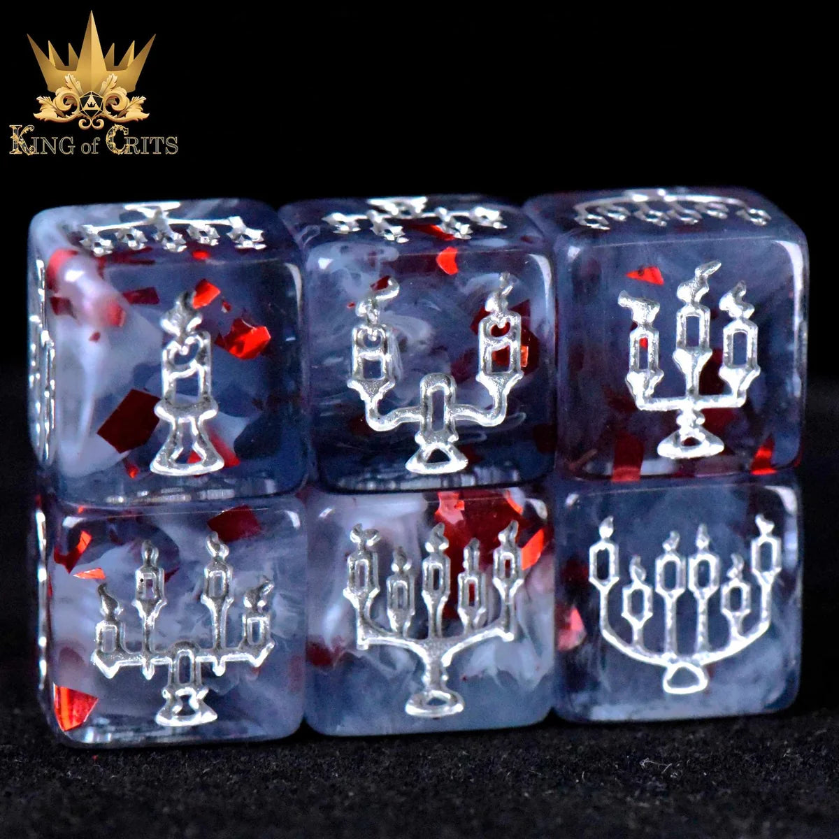 Vampiric Bloodline bloody foil 11-piece resin RPG dice set – view 7