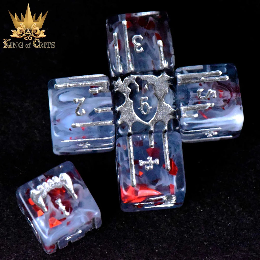 Vampiric Bloodline bloody foil 11-piece resin RPG dice set – view 8