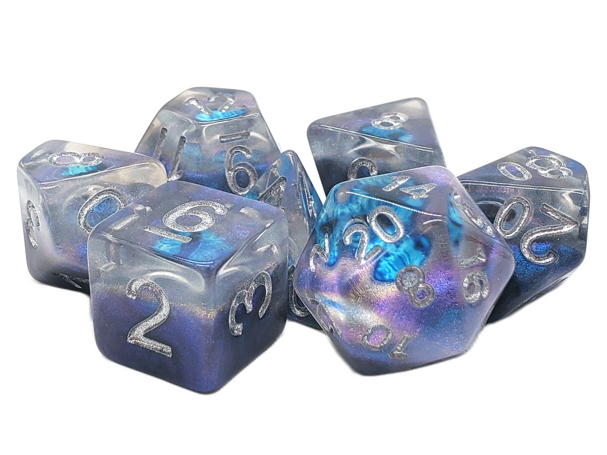 7-Piece RPG Dice Set: Infused - Dragon Eye - Blue