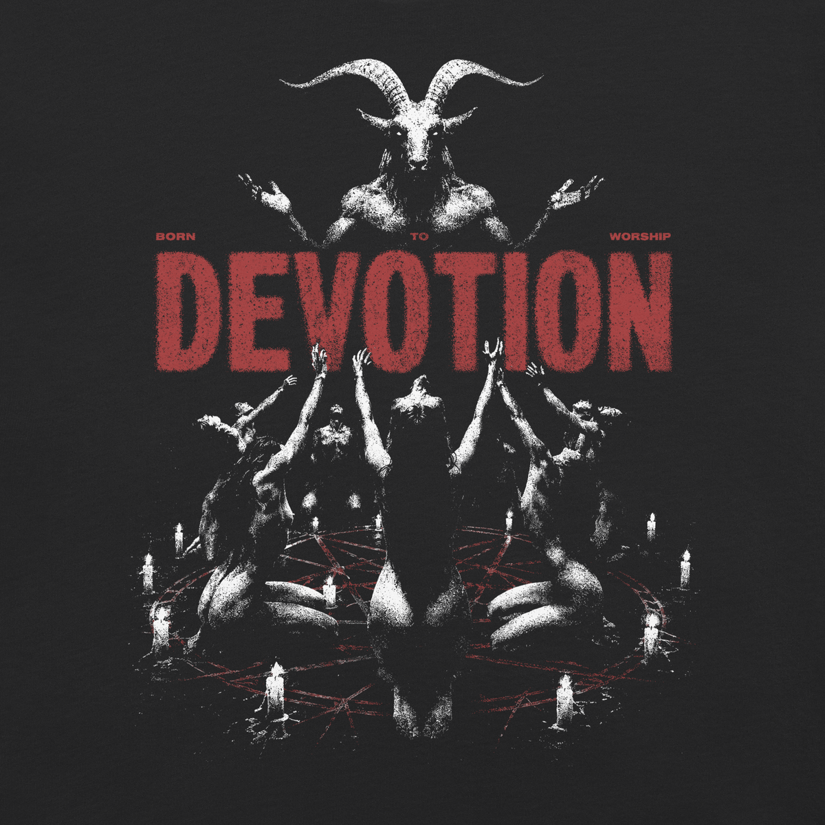Born to Devotion black heavyweight T-shirt, original Printful artwork-detail view