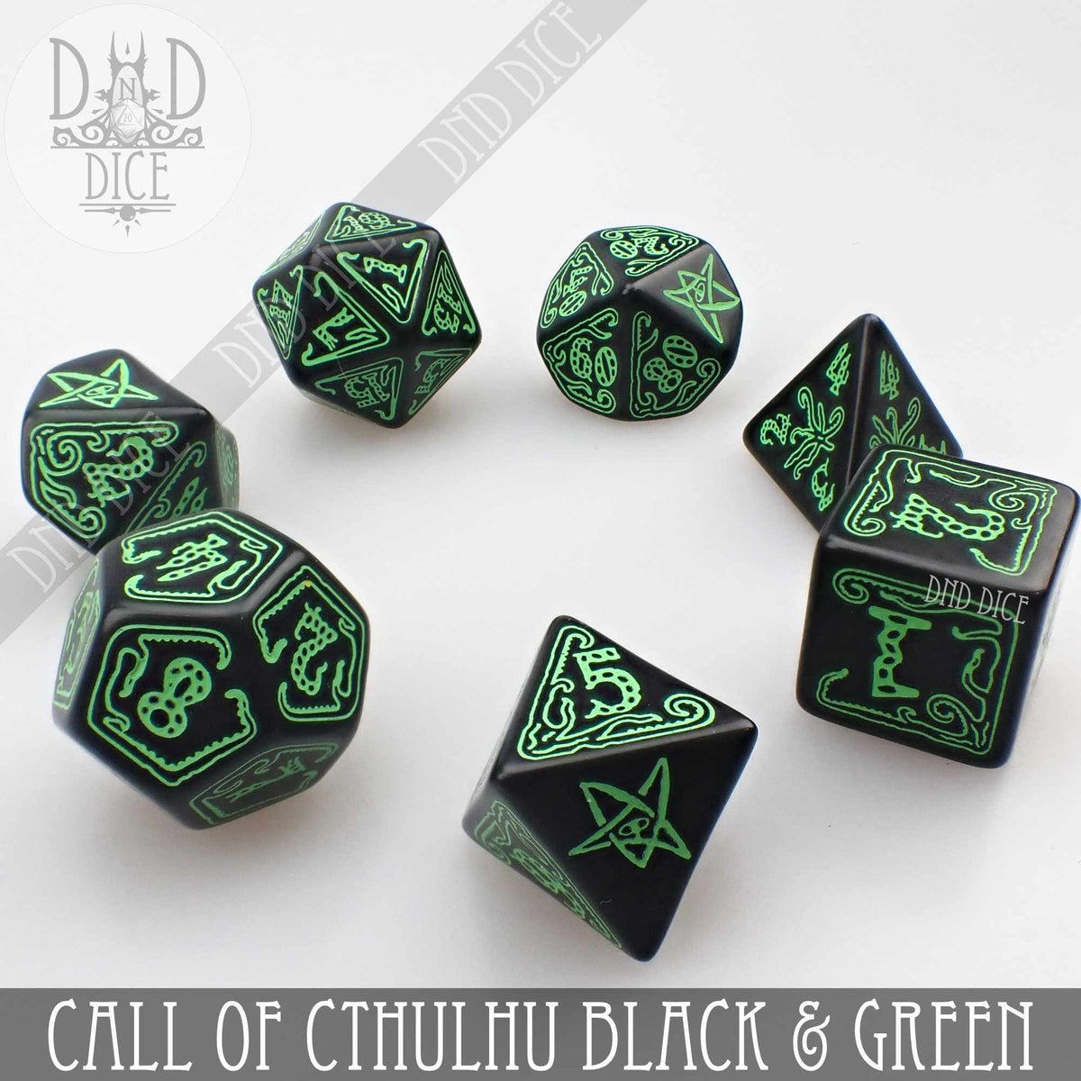 Call of Cthulhu black and green Q-Workshop dice set – view 3