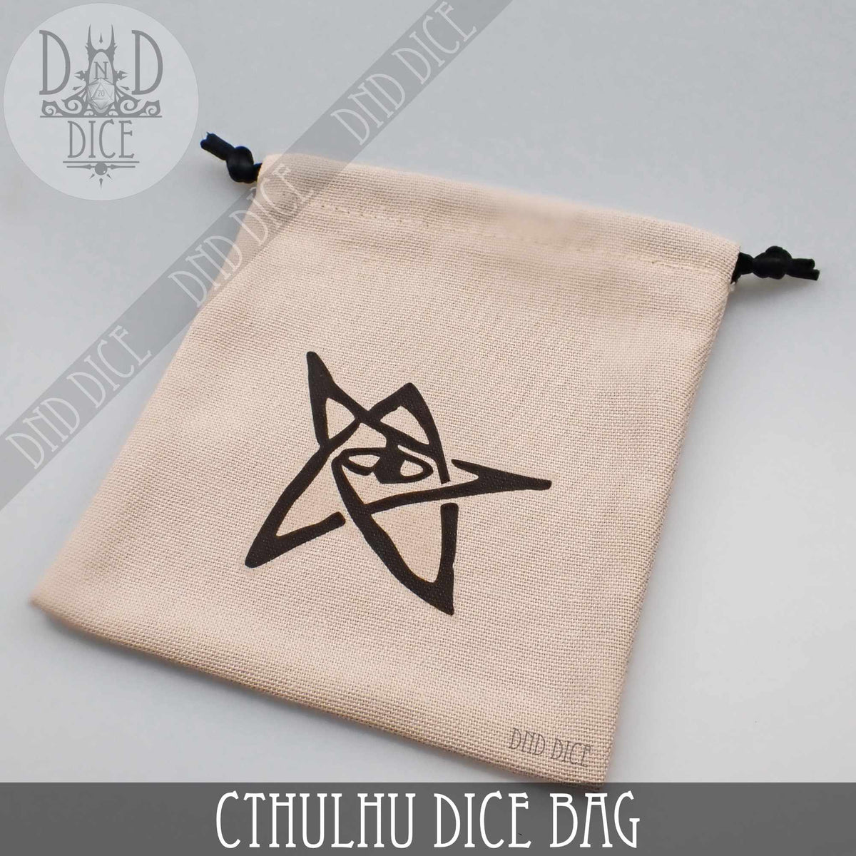 Call of Cthulhu dice bag laid flat showing the Elder Sign print
