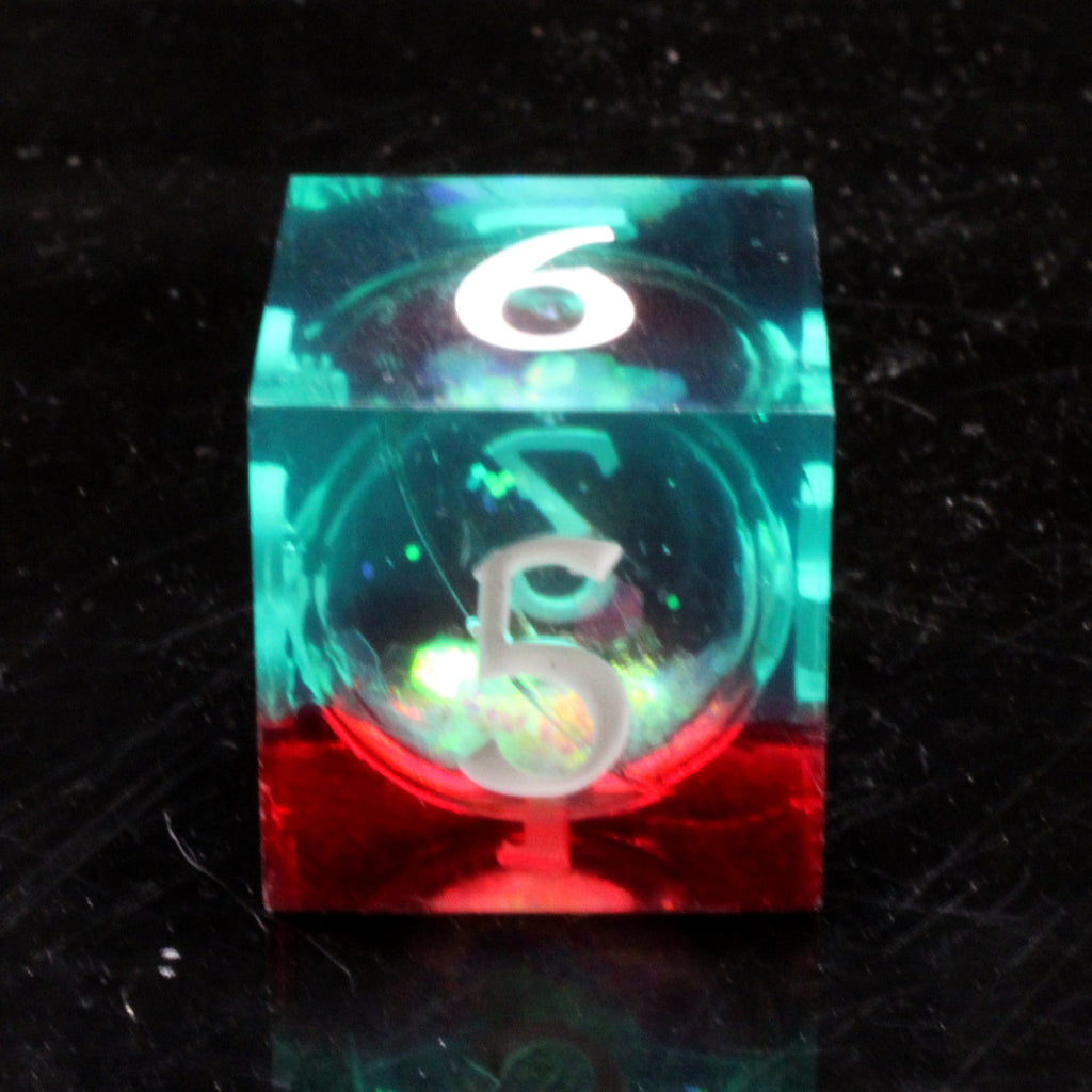 Sharp Edged 7-Piece Dice Set - Liquid Infused - Christmas Fury – view 2