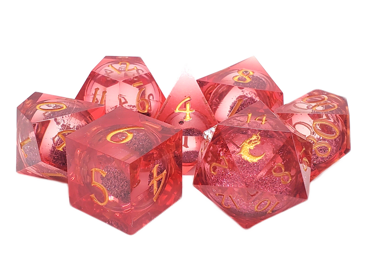 Sharp Edged 7-Piece Dice Set - Liquid Infused - Crimson Fury – view 2