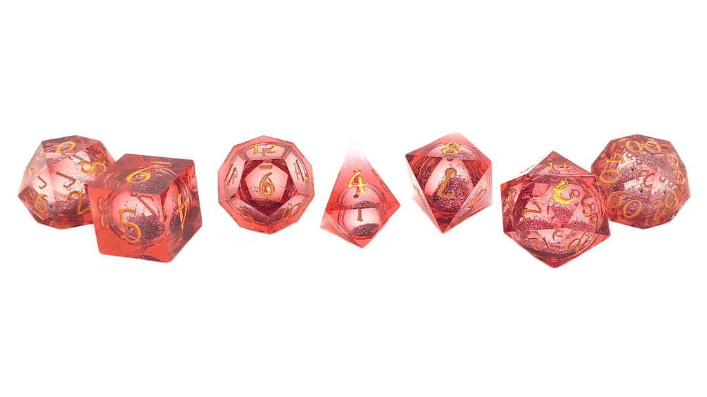 Sharp Edged 7-Piece Dice Set - Liquid Infused - Crimson Fury – view 3