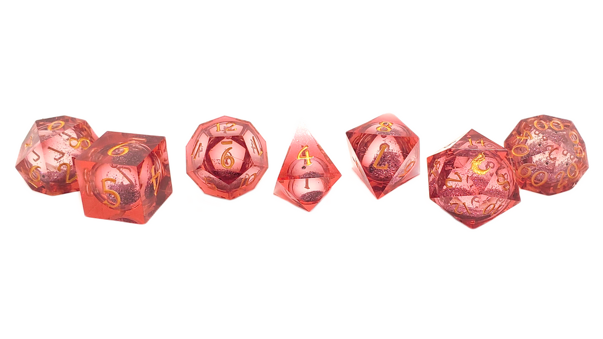 Sharp Edged 7-Piece Dice Set - Liquid Infused - Crimson Fury – view 3