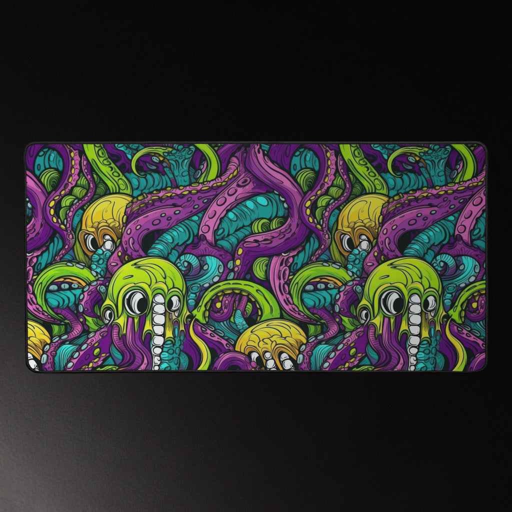 Neon Tentacle Madness 16x32 inch playmat – full artwork