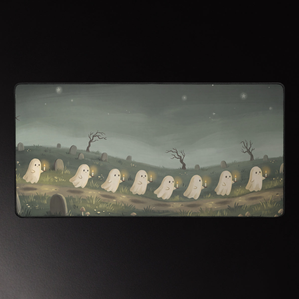 Little Ghost Candle Parade 16x32 inch playmat, full artwork