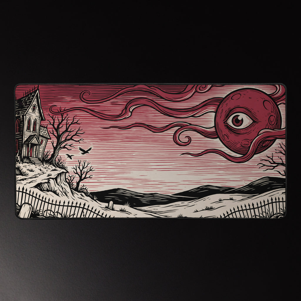 Red Eye Moon Manor 16x32 inch playmat, full artwork