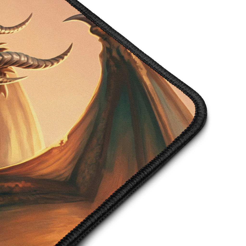 Copper Dragon at Dawn 16x32 inch playmat, corner close up