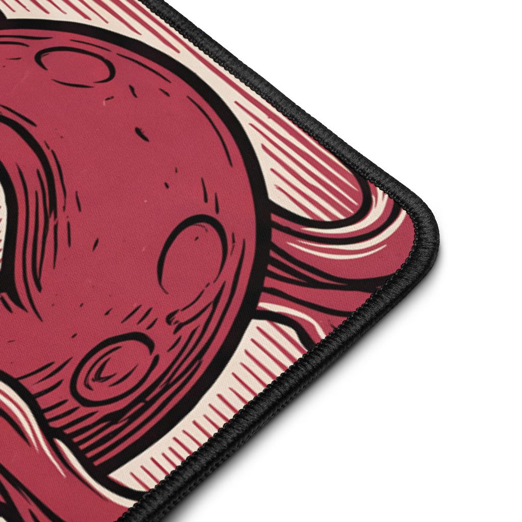Red Eye Moon Manor 16x32 inch playmat, corner close up