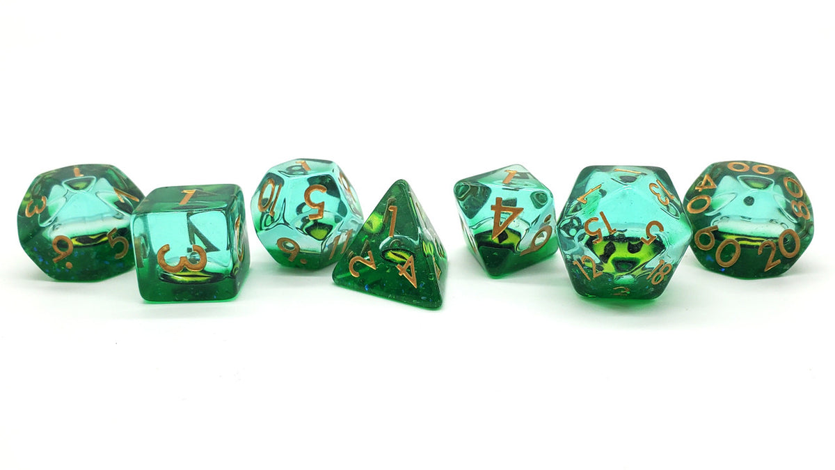 7-Piece RPG Dice Set: Infused - Dragon Eye - Green – view 2
