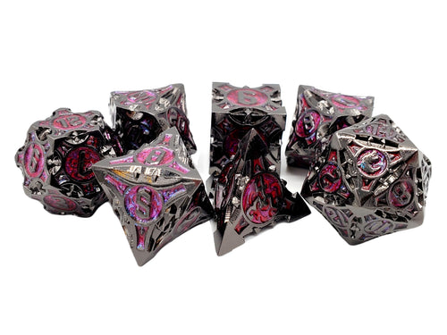 7-Piece RPG Metal Dice Set: Gnome Forged - Black Nickel w/ Red – view 2
