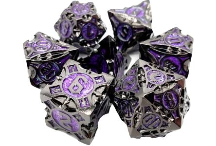 Gnome Forged black nickel and purple metal dice set