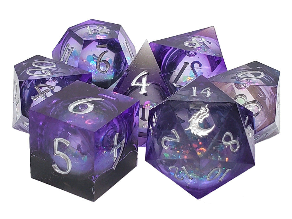 Sharp Edged 7-Piece Dice Set - Liquid Infused - Dark Cosmos Fury – view 3