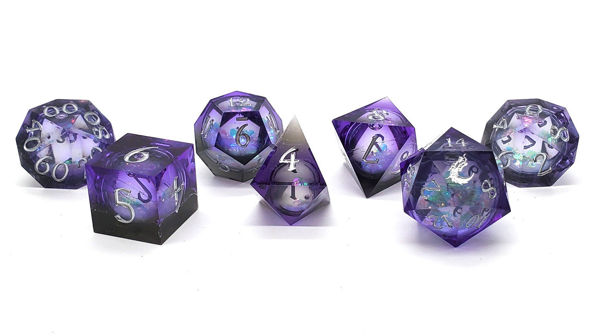 Sharp Edged 7-Piece Dice Set - Liquid Infused - Dark Cosmos Fury – view 4
