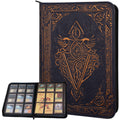 LYNX faux-leather spellbook trading card binder in Blue, shown closed and open