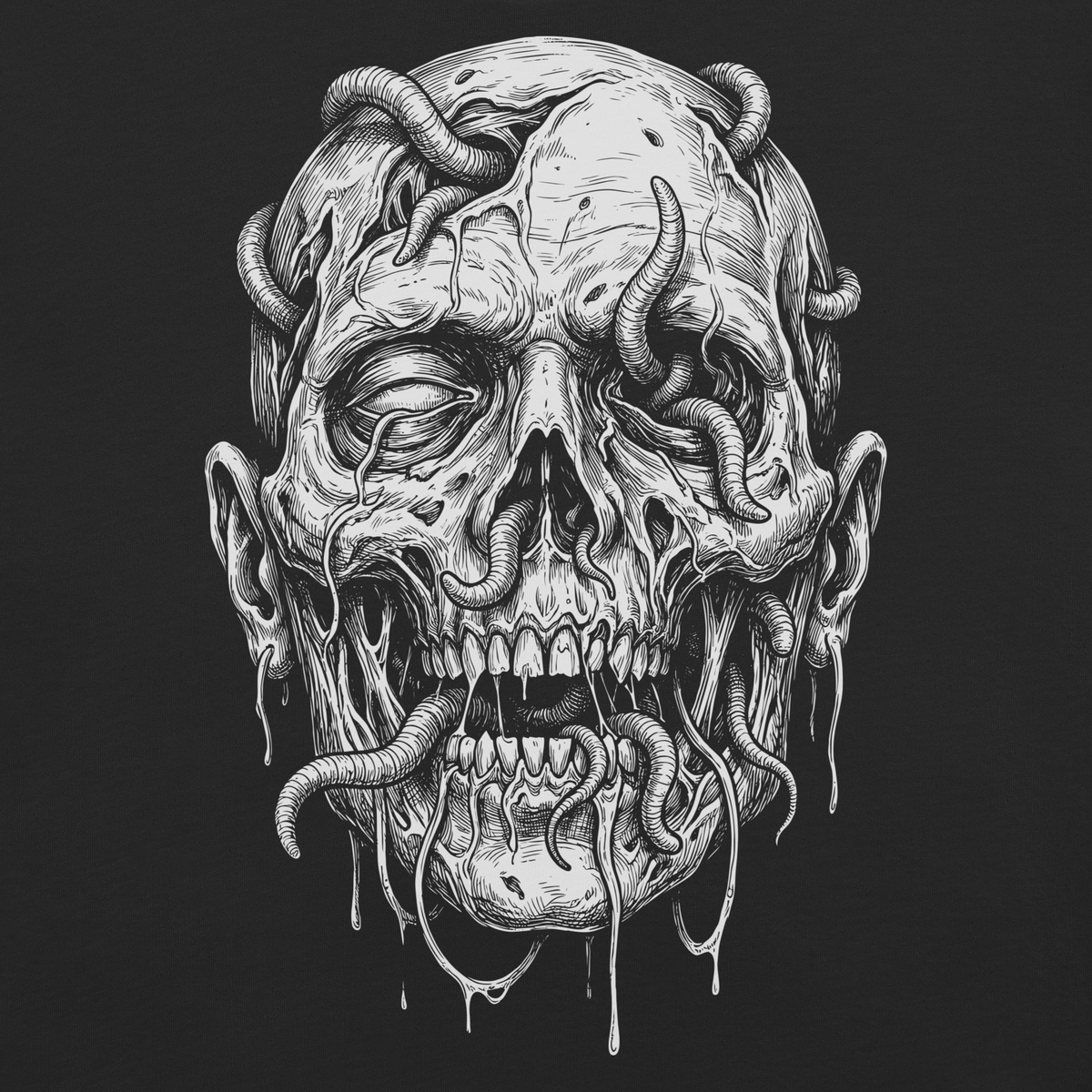 Necrotic Host black heavyweight t-shirt, original Printful artwork detail