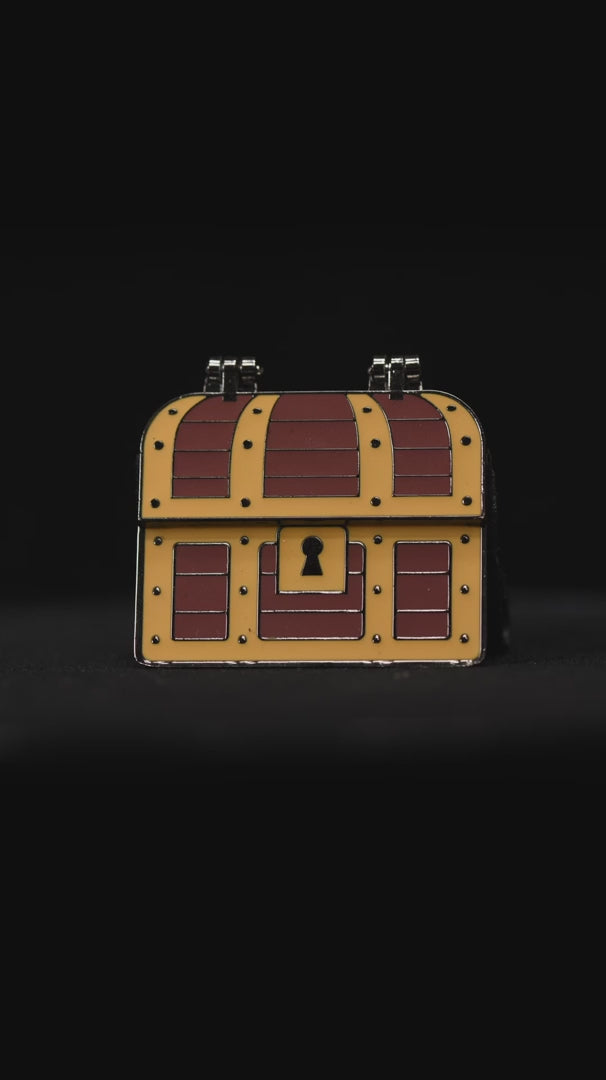 Mimic Encounter hinged treasure chest enamel pin