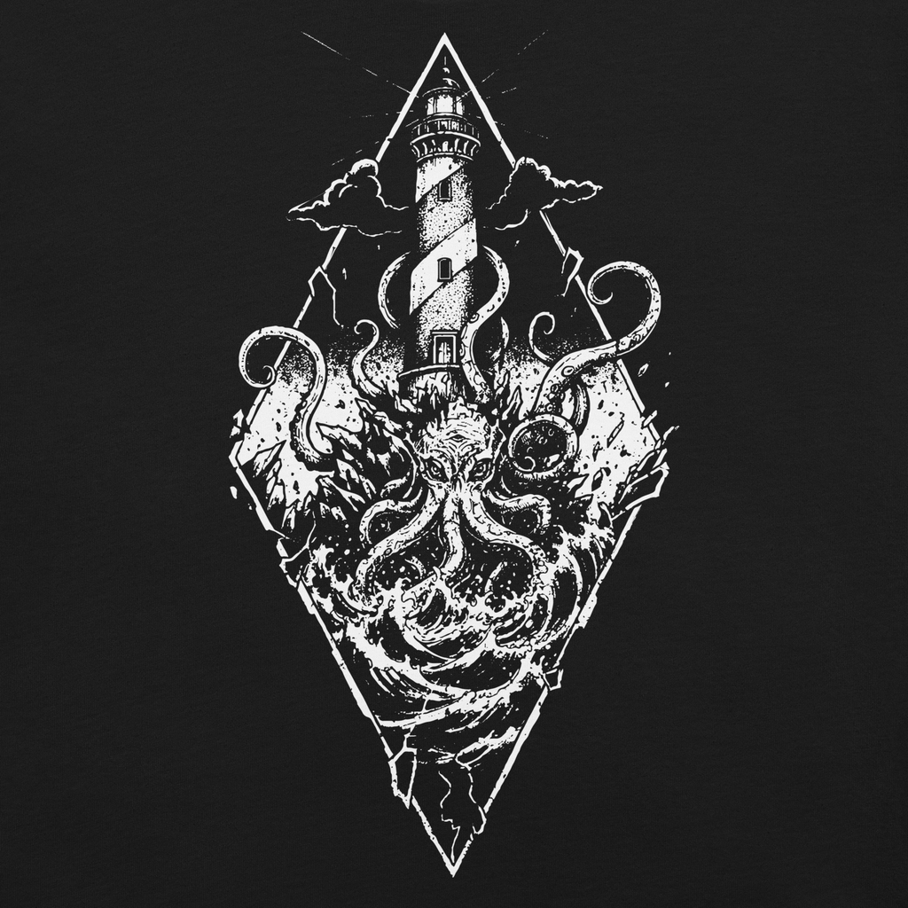 Prism of the Abyss black t-shirt, original Printful artwork detail