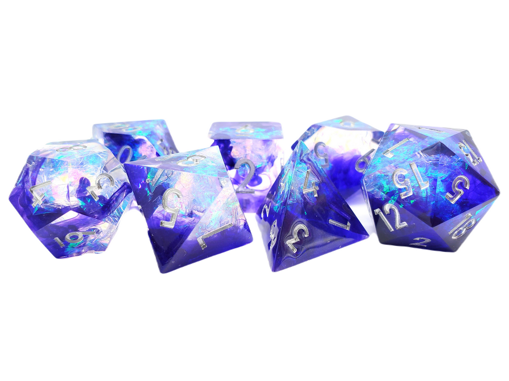 Sharp Edged 7-Piece Dice Set - Sapphire Burst – view 4