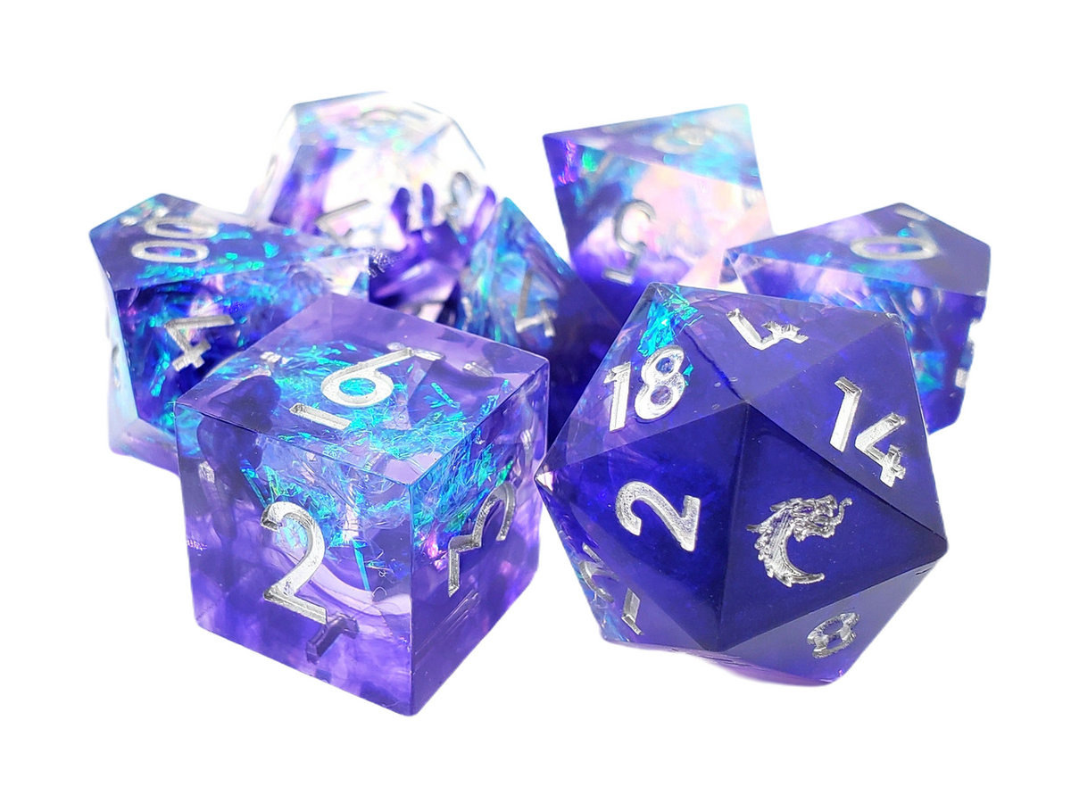 Sharp Edged 7-Piece Dice Set - Sapphire Burst – view 3