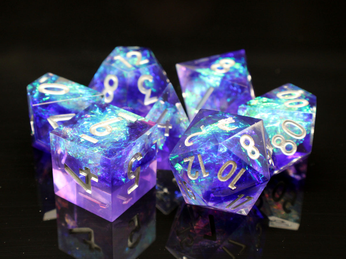 Sharp Edged 7-Piece Dice Set - Sapphire Burst